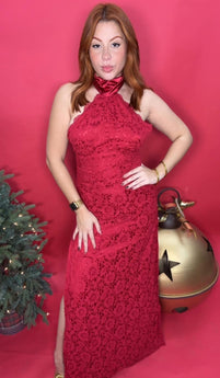 Red Christmas Lace Dress