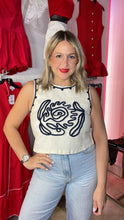 PAULETTE IVORY & NAVY TOP