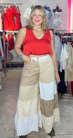 BOHO BEIGE PATCHWORK PANTS