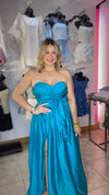 FARA POLISHED TURQUOISE MULTIWAY MAXI-DRESS