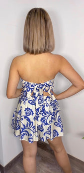 Cobalt Blue Print Tube & Skort Set
