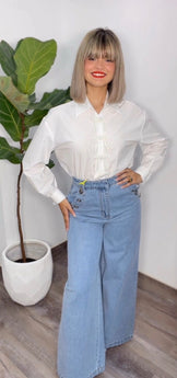 Kiara White Bow Blouse