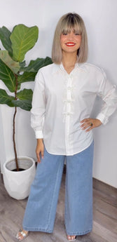 Kiara White Bow Blouse