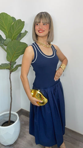 Classic Navy Midi Dress