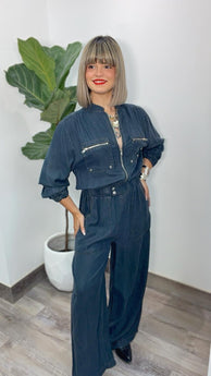 Navy Denim Jumpsuit