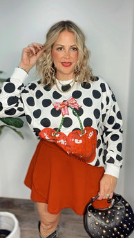 Cherry Bow Polka Dot Sweatshirt