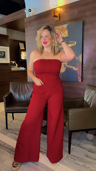 Crush in Garnet Denim Jumpsuit