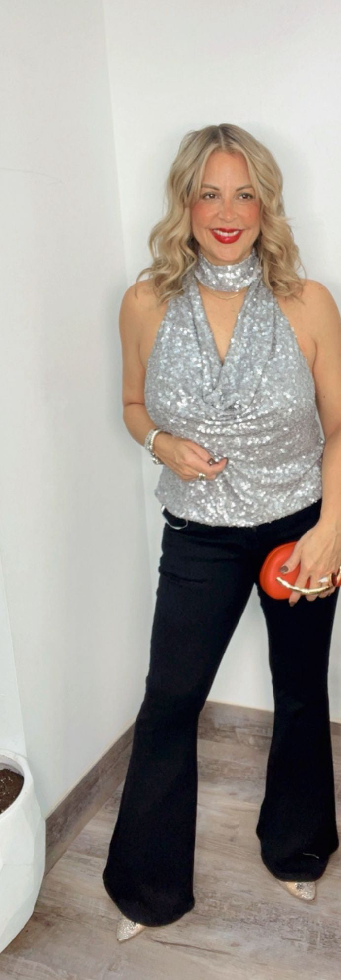 Holiday Glam Silver Top