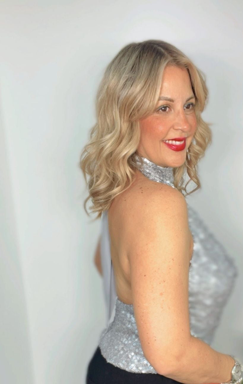 Holiday Glam Silver Top