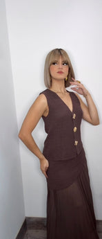 Umber Muse Vest & Skirt Set