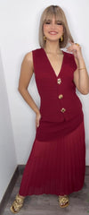 Burgundy Muse Vest & Skirt Set