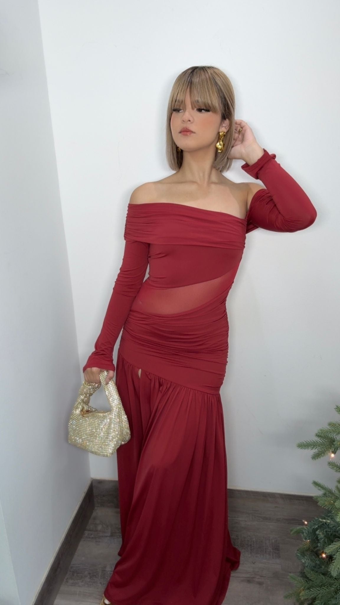 Rojo Eclipse Off-Shoulder Maxi Dress