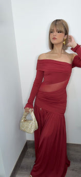 Rojo Eclipse Off-Shoulder Maxi Dress