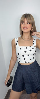 You Need Polkadot White Basic Crop Top