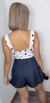 Pleated Denim Skort