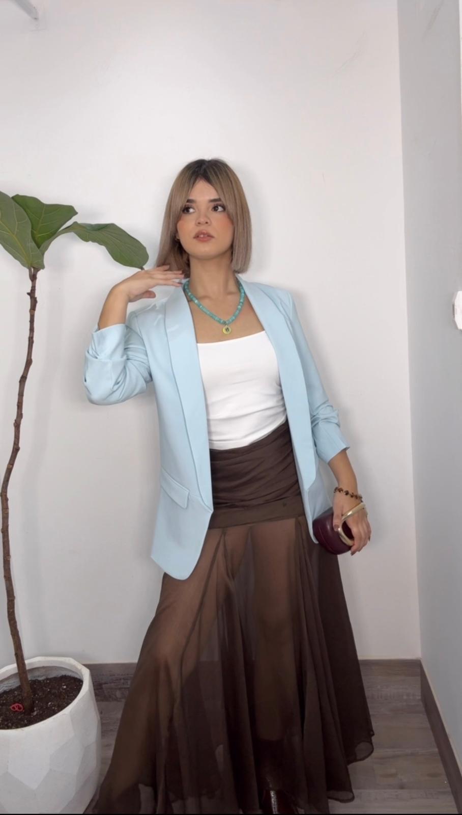 Ice Blue Workday Chic Blazer