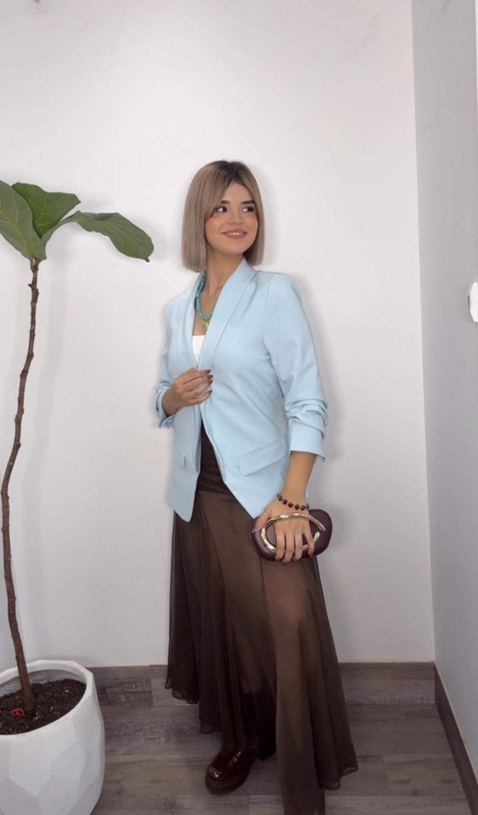 Ice Blue Workday Chic Blazer