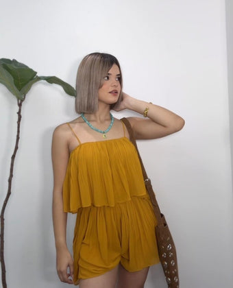 Plissé Mustard Romper