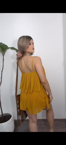 Plissé Mustard Romper