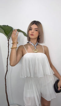 Plissé White Romper