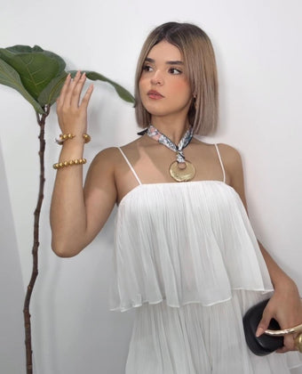 Plissé White Romper
