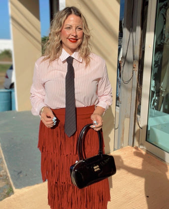 Wine Fringe Skirt