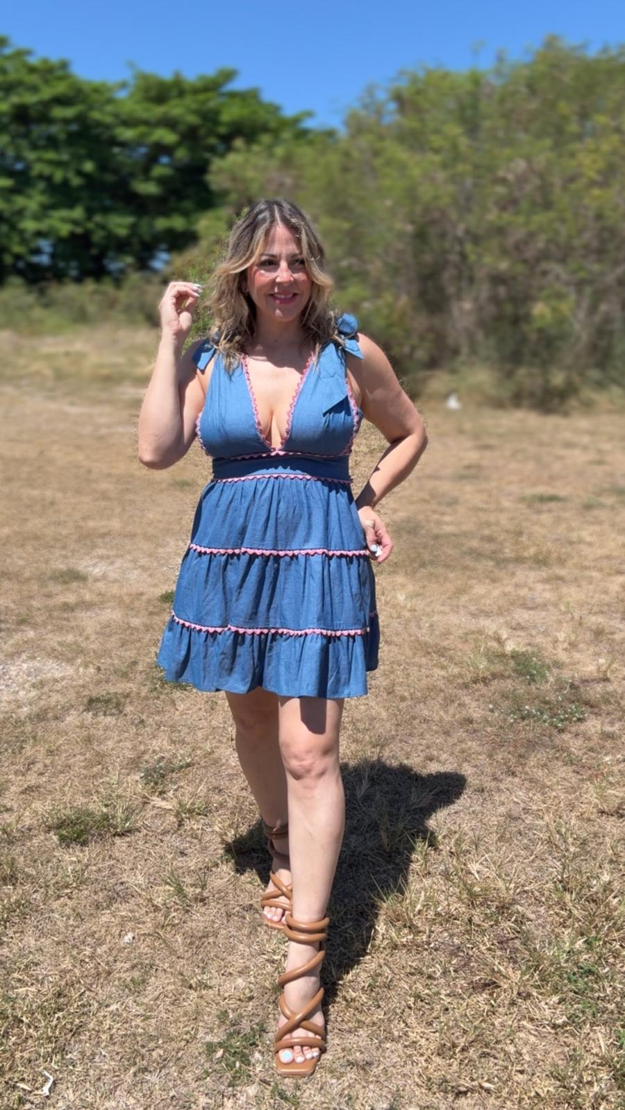 Mini Sweetheart Denim Dress