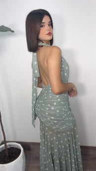 Marga Polka Dot Sage Dress
