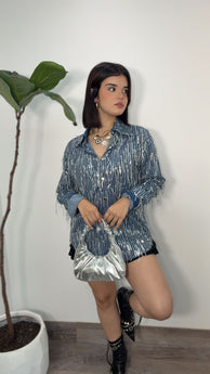 Fringe Denim Button Shirt