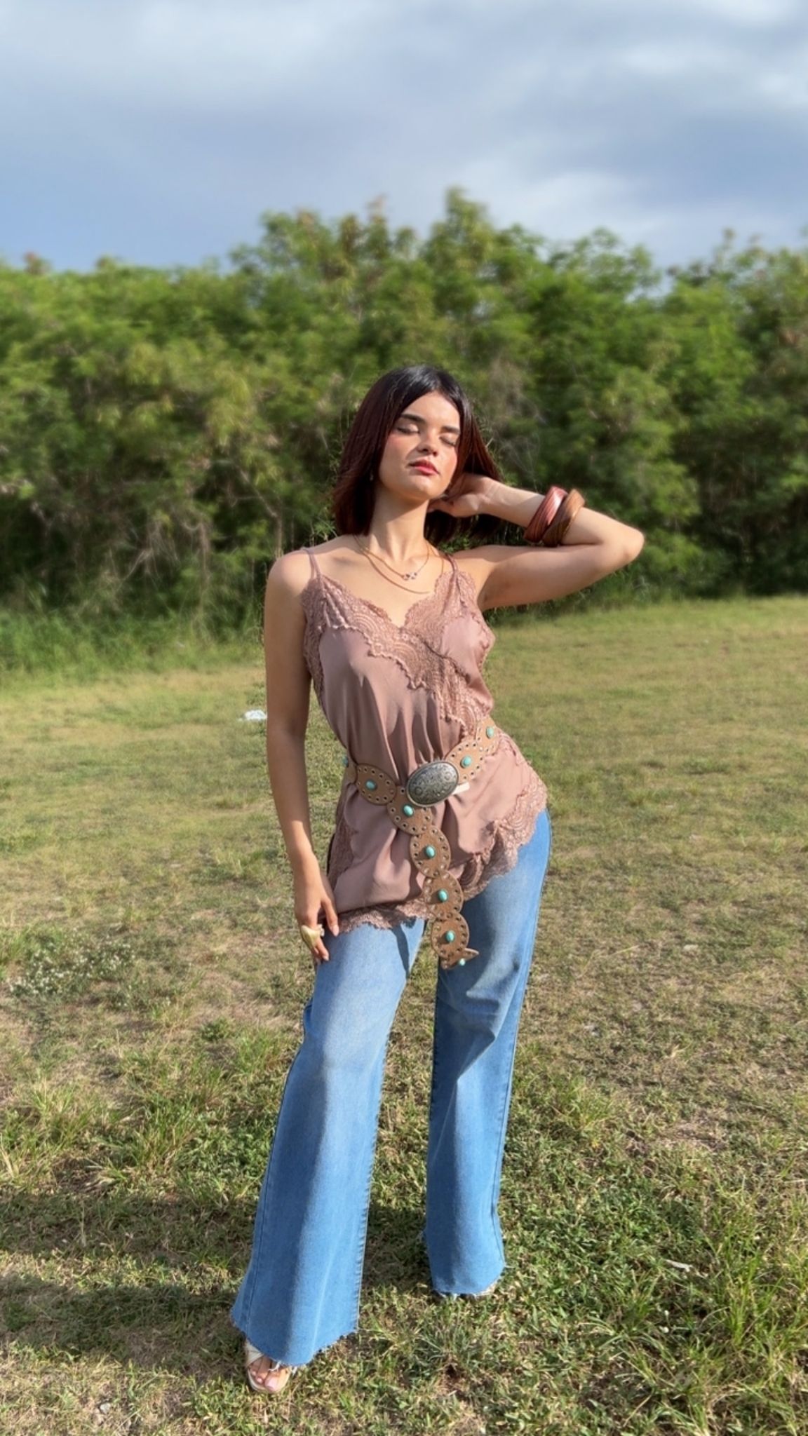 Sahara Mocha Satin Top