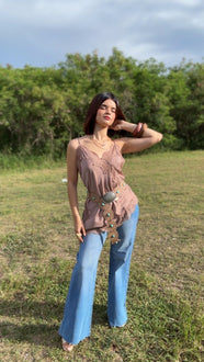 Sahara Mocha Satin Top