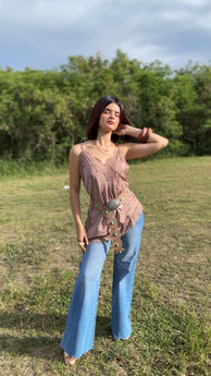Sahara Mocha Satin Top
