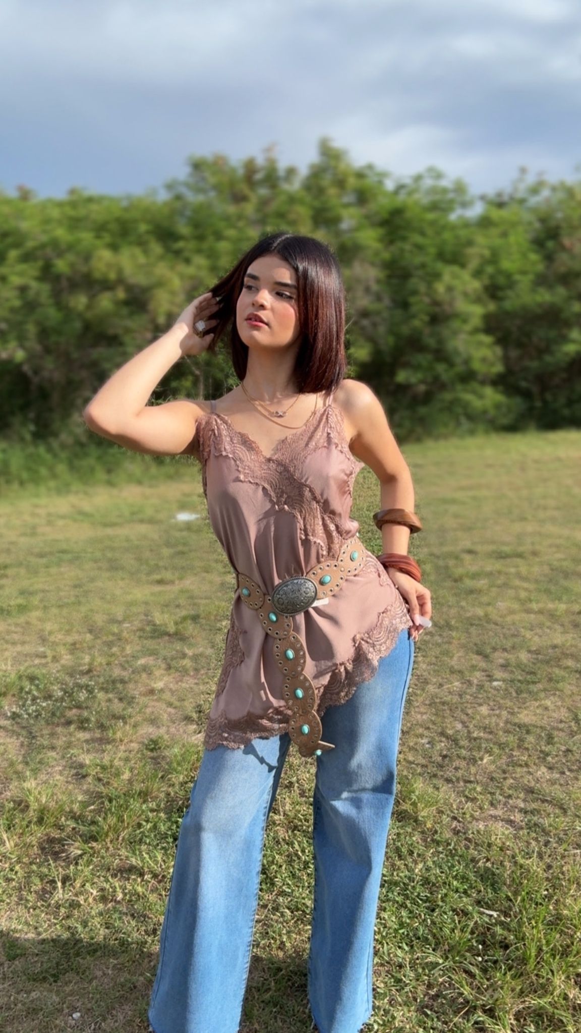 Sahara Mocha Satin Top