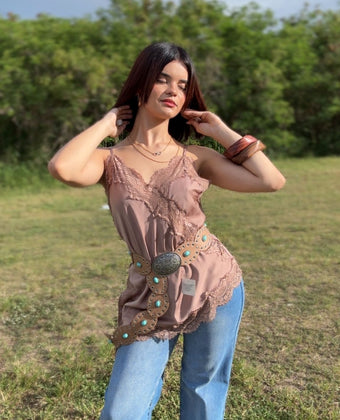 Sahara Mocha Satin Top