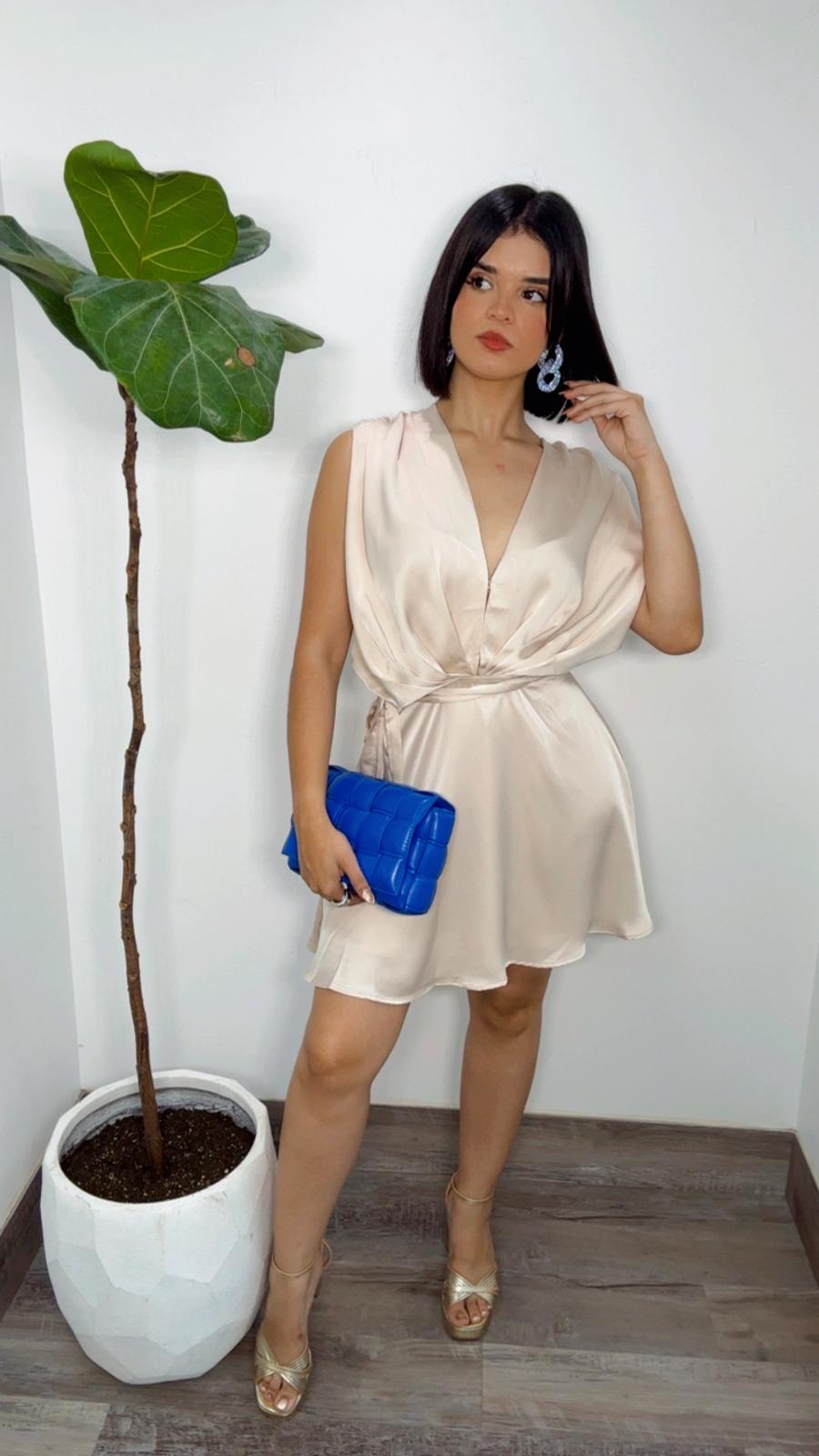 Idara Satin Dress (Champagne)