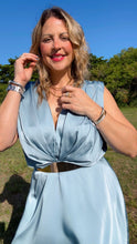 Idara Satin Dress (Slate Blue)