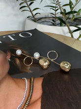 Halo Pearl Gold Drop Earring