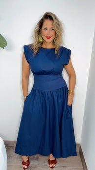 Bella Navy Midi Dress