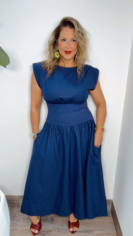 Bella Navy Midi Dress