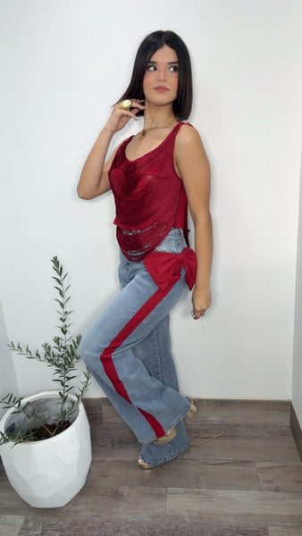 Cherry Bow Denim