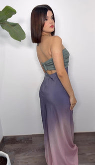 Moonlit Ombre Strapless Gown Dress