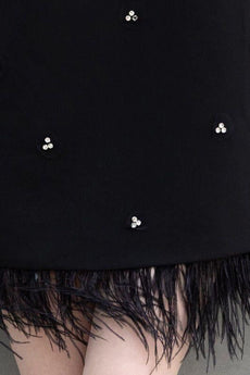 Aranza Black Feather Mini Dress
