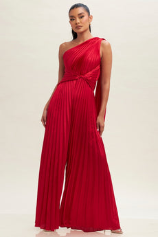 Red Pleated Jumpsuit