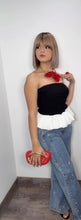 KATA BLACK & WHITE PEPLUM TOP