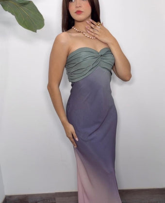 Moonlit Ombre Strapless Gown Dress