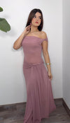 Cata Mauve Mesh Maxi Dress