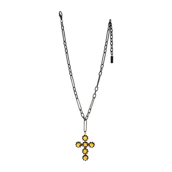 TOVA Black & Gold Cross Necklace