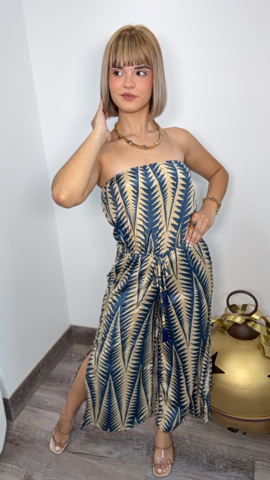 Boho Navy & Gold Jumpsuit