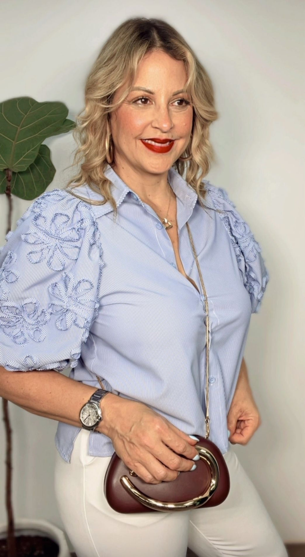 Gracia Soft Bloom Button Blouse