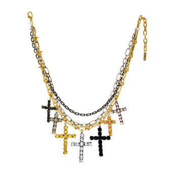 TOVA Cross Multi Chains Necklace